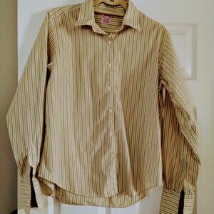 Brooks Brothers Women’s Striped Button-Down Shirt Cotton Size L w Cuff Links